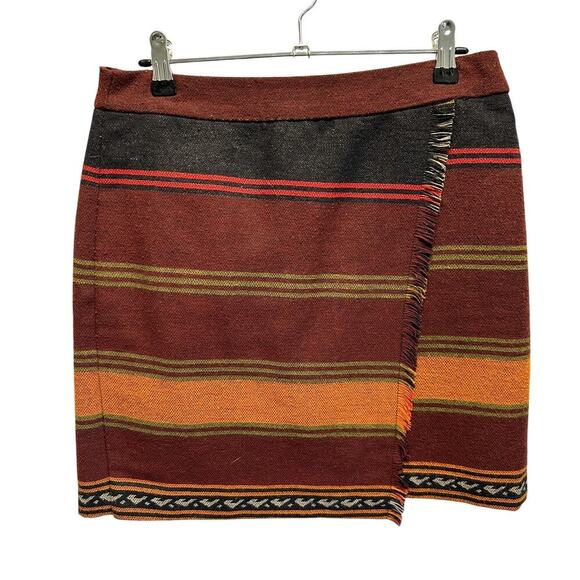 Faux Wrap Mini Skirt Size 4 Wool Blend Southwestern Aztec Ann Taylor Loft - Picture 1 of 9